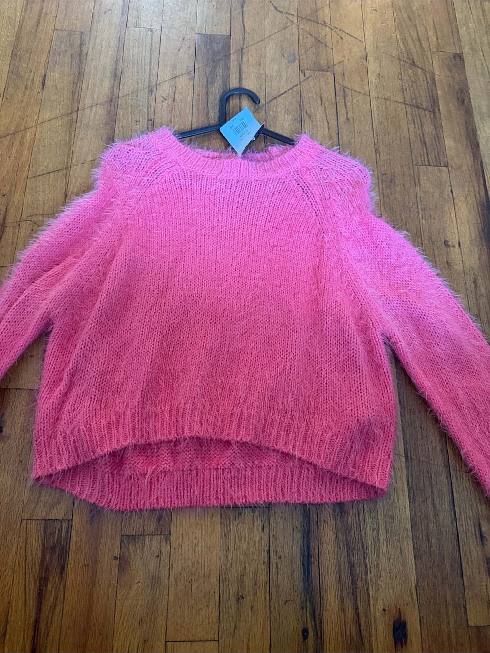 Topshop Hot Pink Fuzzy Crewneck Sweater